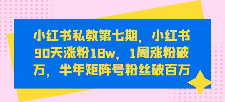 小红书私教第七期，小红书90天涨粉18w，1周涨粉破万，半年矩阵号粉丝破百万 - 小毅网创-小毅网创