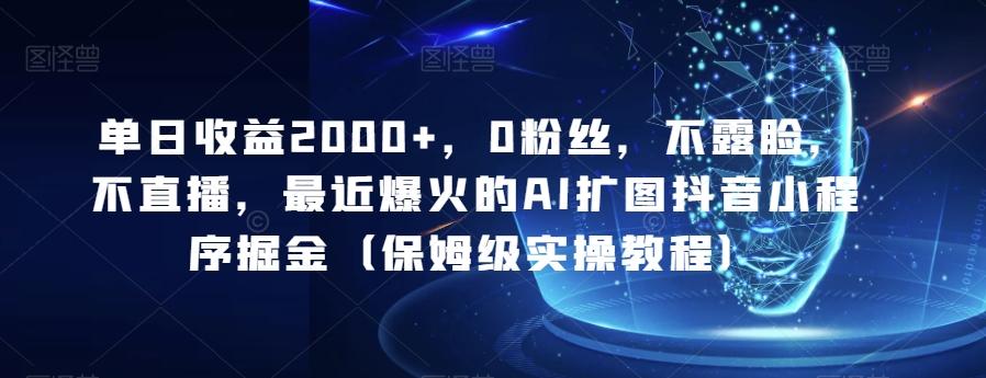 单日收益2000+，0粉丝，不露脸，不直播，最近爆火的AI扩图抖音小程序掘金（保姆级实操教程） - 小毅网创-小毅网创