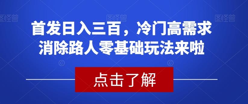 首发日入三百，冷门高需求消除路人零基础玩法来啦【揭秘】 - 小毅网创-小毅网创