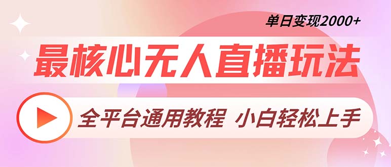 最核心无人直播玩法，全平台通用教程，单日变现2000+ - 小毅网创-小毅网创