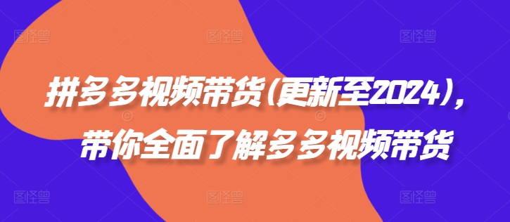 拼多多视频带货(更新至2024)，带你全面了解多多视频带货 - 小毅网创-小毅网创