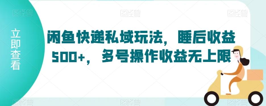 闲鱼快递私域玩法，睡后收益500+，多号操作收益无上限【揭秘】 - 小毅网创-小毅网创