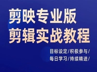 剪映专业版剪辑实战教程，目标设定/积极参与/每日学习/持续精进 - 小毅网创-小毅网创