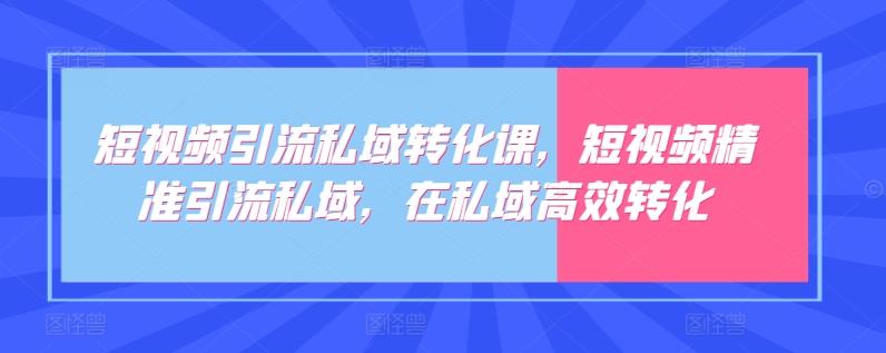 短视频引流私域转化课，短视频精准引流私域，在私域高效转化 - 小毅网创-小毅网创