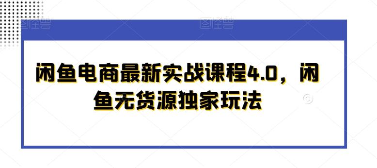 闲鱼电商最新实战课程4.0，闲鱼无货源独家玩法 - 小毅网创-小毅网创