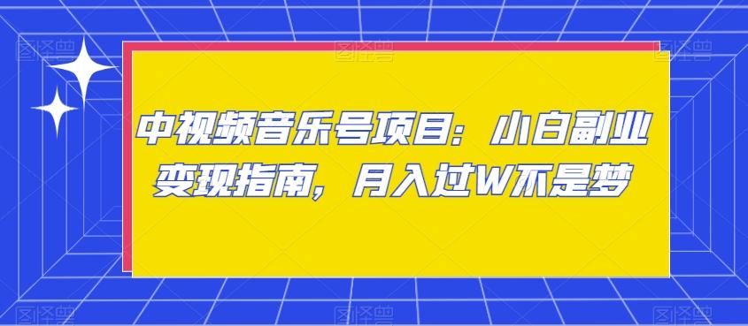 中视频音乐号项目：小白副业变现指南，月入过W不是梦【揭秘】 - 小毅网创-小毅网创