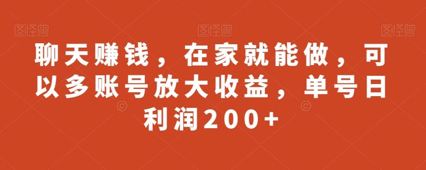 聊天赚钱，在家就能做，可以多账号放大收益，单号日利润200+ - 小毅网创-小毅网创