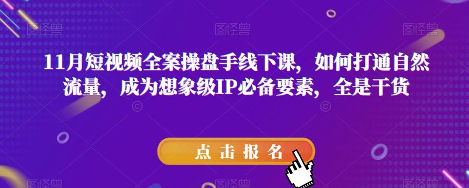 11月短视频全案操盘手线下课，如何打通自然流量，成为想象级IP必备要素，全是干货 - 小毅网创-小毅网创