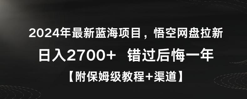 2024年最新蓝海项目，悟空网盘拉新，日入2700+错过后悔一年【附保姆级教程+渠道】【揭秘】 - 小毅网创-小毅网创
