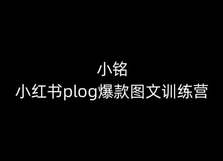 小铭-小红书plog爆款图文训练营，教你从0-1做小红书 - 小毅网创-小毅网创