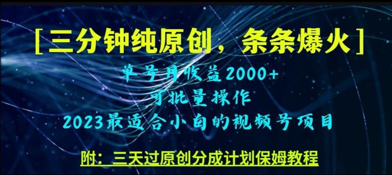 三分钟制作视频号纯原创，条条爆款，轻松月入过万【揭秘】 - 小毅网创-小毅网创