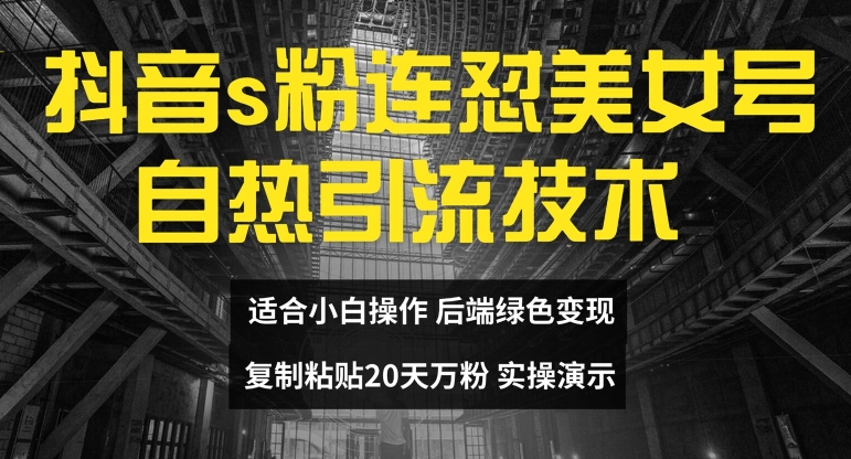 抖音s粉连怼美女号自热引流技术复制粘贴，20天万粉账号，无需实名制，矩阵操作【揭秘】 - 小毅网创-小毅网创