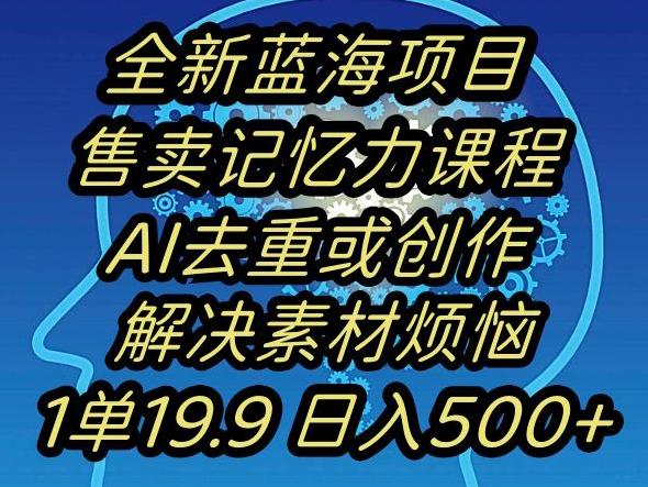 蓝海项目记忆力提升，AI去重，一单19.9日入500+【揭秘】 - 小毅网创-小毅网创