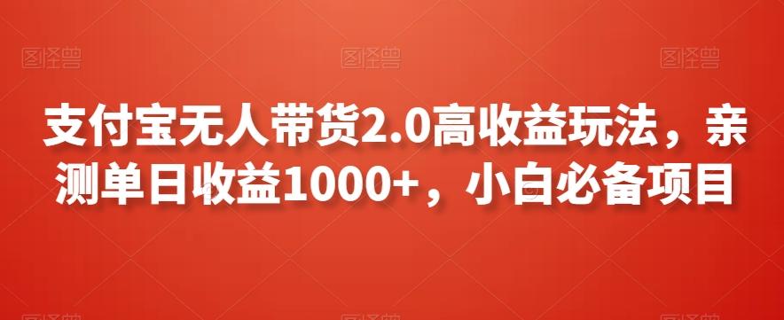 支付宝无人带货2.0高收益玩法，亲测单日收益1000+，小白必备项目【揭秘】 - 小毅网创-小毅网创
