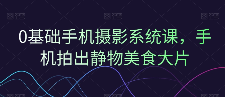 0基础手机摄影系统课，手机拍出静物美食大片 - 小毅网创-小毅网创