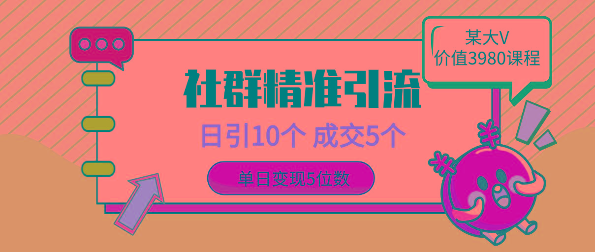 (9870期)社群精准引流高质量创业粉，日引10个，成交5个，变现五位数 - 小毅网创-小毅网创