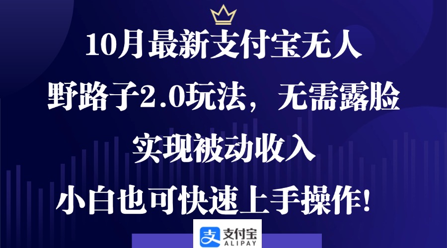10月最新支付宝无人野路子2.0玩法，无需露脸，实现被动收入，小白也可... - 小毅网创-小毅网创