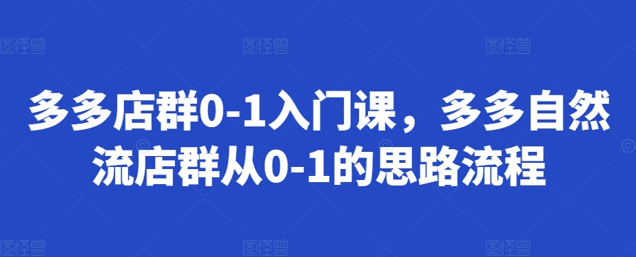 多多店群0-1入门课，多多自然流店群从0-1的思路流程 - 小毅网创-小毅网创