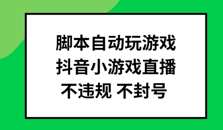 脚本自动玩游戏，抖音小游戏直播，不违规不封号可批量做【揭秘】 - 小毅网创-小毅网创