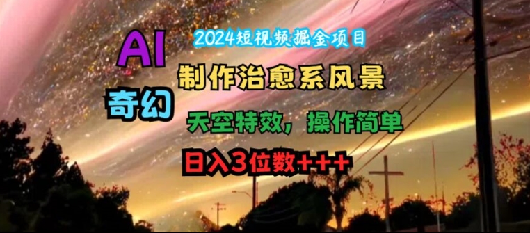 2024短视频掘金项目，AI制作治愈系风景，奇幻天空特效，操作简单，日入3位数【揭秘】 - 小毅网创-小毅网创
