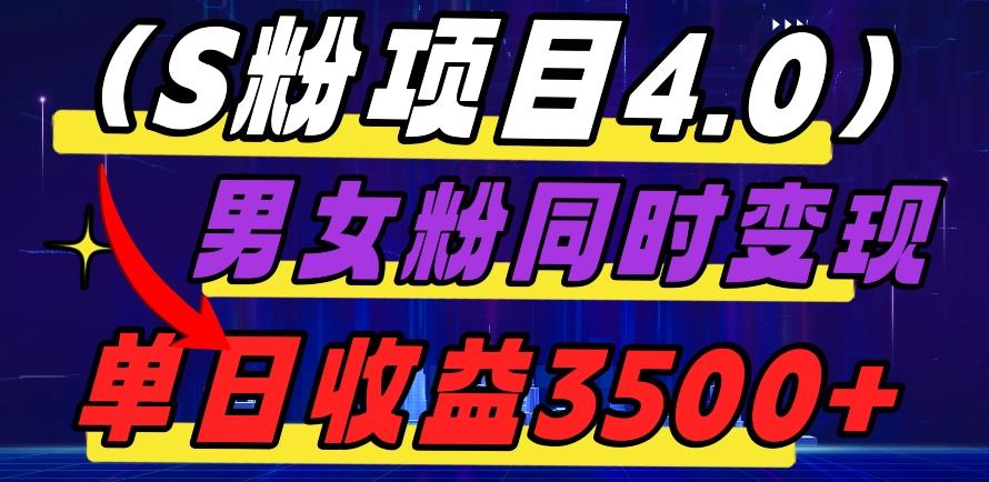 S粉项目4.0，男女粉通吃，男女粉同时变现，单日收益3500+ - 小毅网创-小毅网创