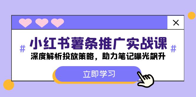 小红书-薯条推广实战课：深度解析投放策略，助力笔记曝光飙升 - 小毅网创-小毅网创
