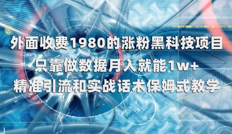 外面收费1980的涨粉黑科技项目，只靠做数据月入就能1w+【揭秘】 - 小毅网创-小毅网创