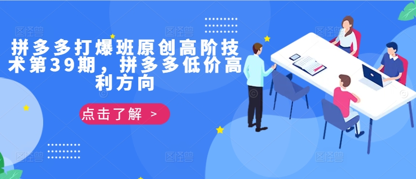 拼多多打爆班原创高阶技术第39期，拼多多低价高利方向 - 小毅网创-小毅网创