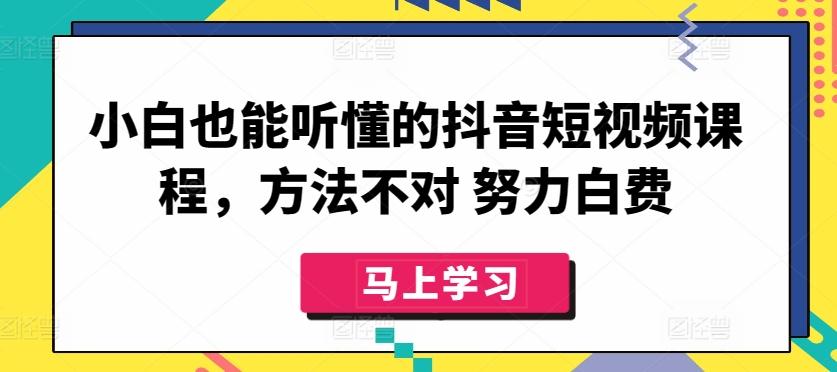 小白也能听懂的抖音短视频课程，方法不对 努力白费 - 小毅网创-小毅网创
