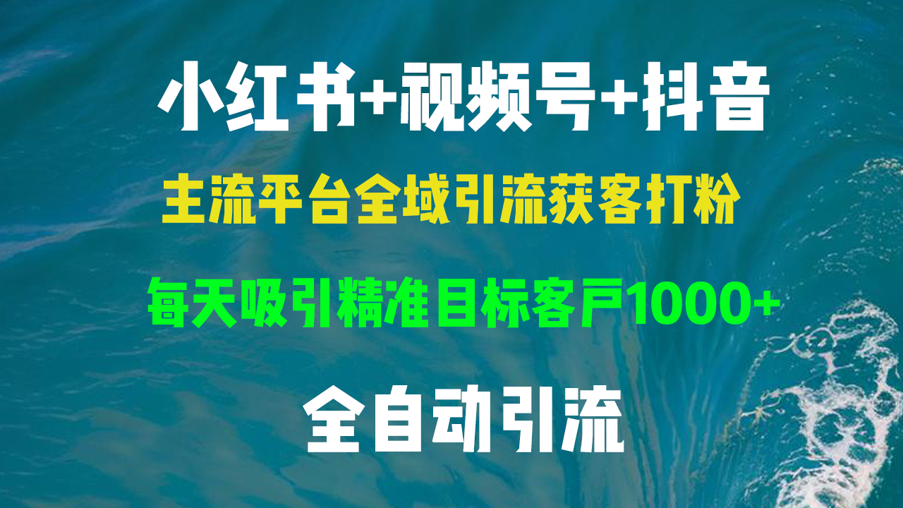 小红书，视频号，抖音主流平台全域引流获客打粉，每天吸引精准目标客户... - 小毅网创-小毅网创
