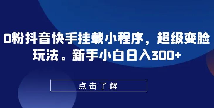 0粉抖音快手挂载小程序，超级变脸玩法，新手小白日入300+【揭秘】 - 小毅网创-小毅网创