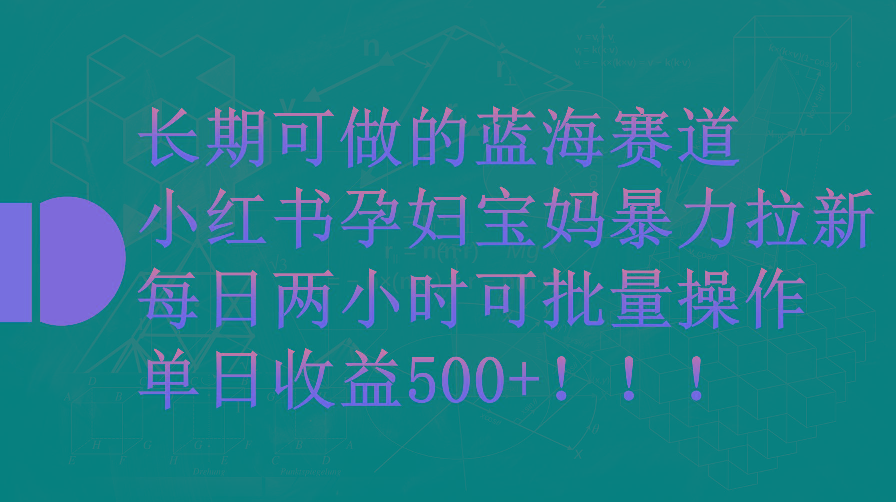 (9952期)小红书孕妇宝妈暴力拉新玩法，每日两小时，单日收益500+ - 小毅网创-小毅网创
