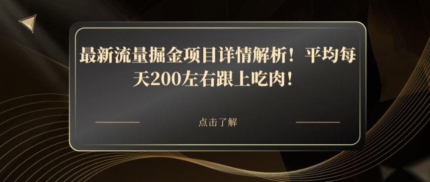最新流量掘金项目详情解析！平均每天200左右跟上吃肉！ - 小毅网创-小毅网创