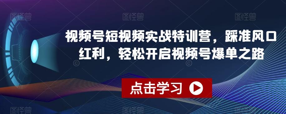 视频号短视频实战特训营，踩准风口红利，轻松开启视频号爆单之路 - 小毅网创-小毅网创