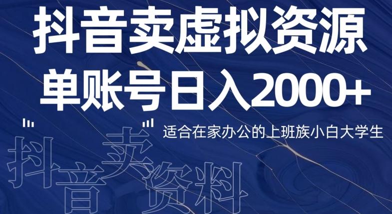 最新抖音卖虚拟资源部，单账户日入2000+适合在家办公 - 小毅网创-小毅网创