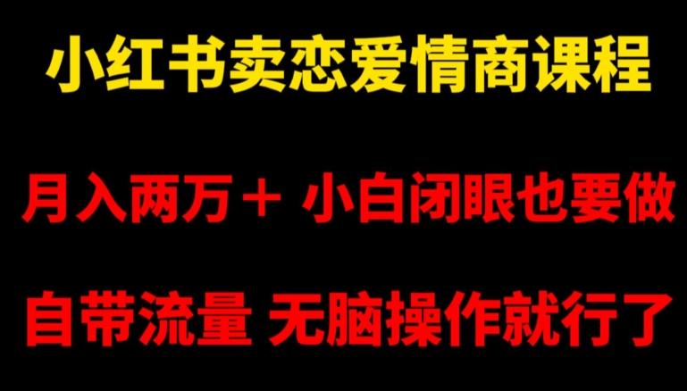 小红书卖恋爱情商课程，月入两万＋，小白闭眼也要做，自带流量，无脑操作就行了【揭秘】 - 小毅网创-小毅网创