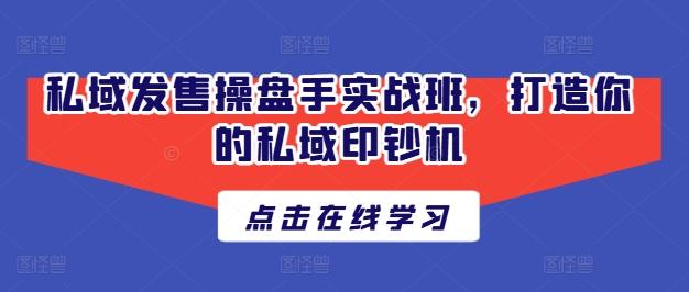 私域发售操盘手实战班，打造你的私域印钞机 - 小毅网创-小毅网创