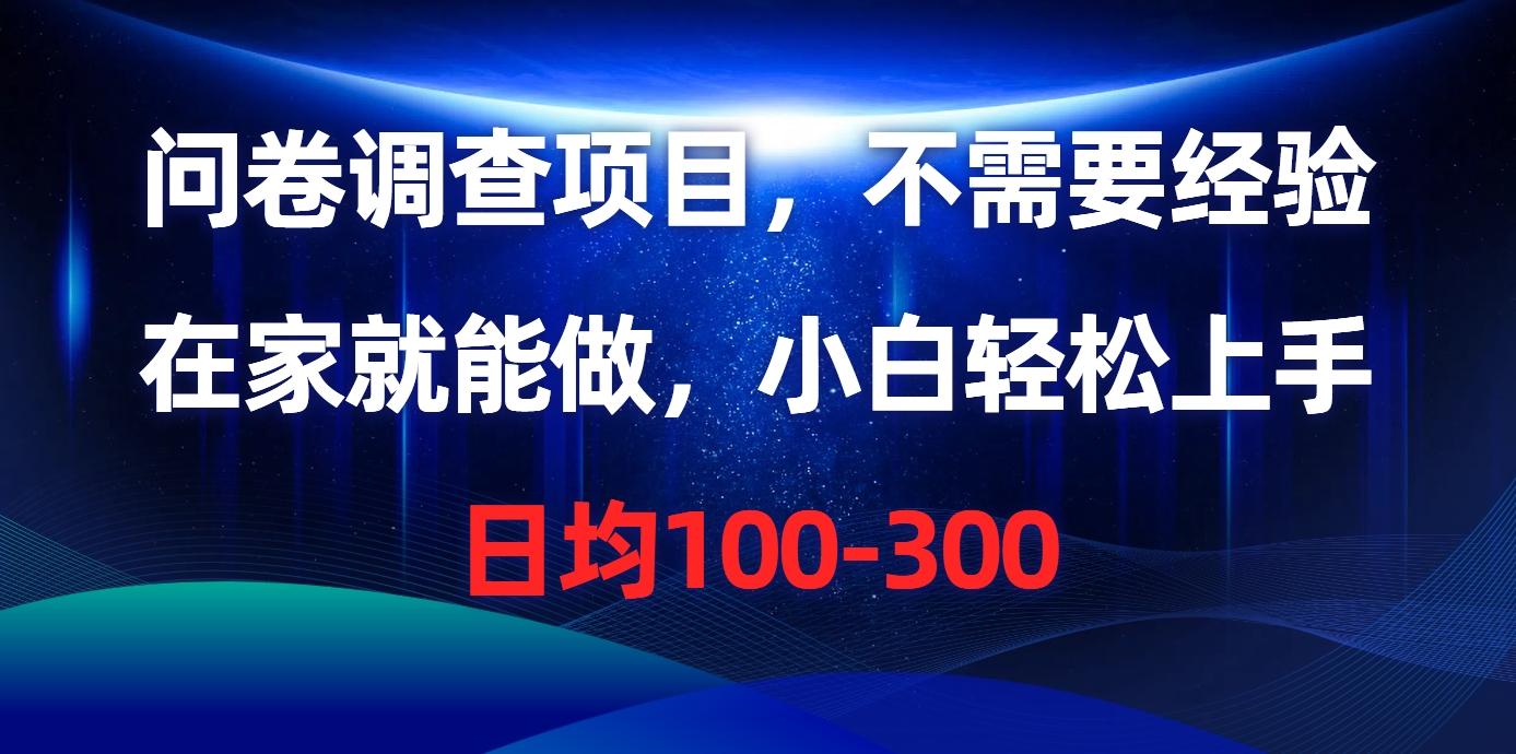 问卷调查项目，不需要经验，在家就能做，小白轻松上手，日均100-300 - 小毅网创-小毅网创