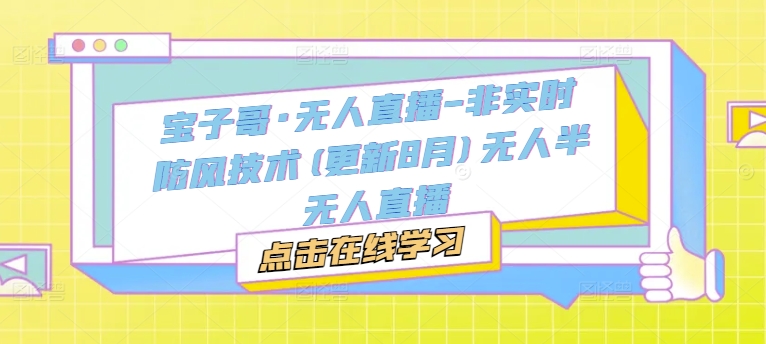 宝子哥·无人直播-非实时防风技术(更新8月)无人半无人直播 - 小毅网创-小毅网创