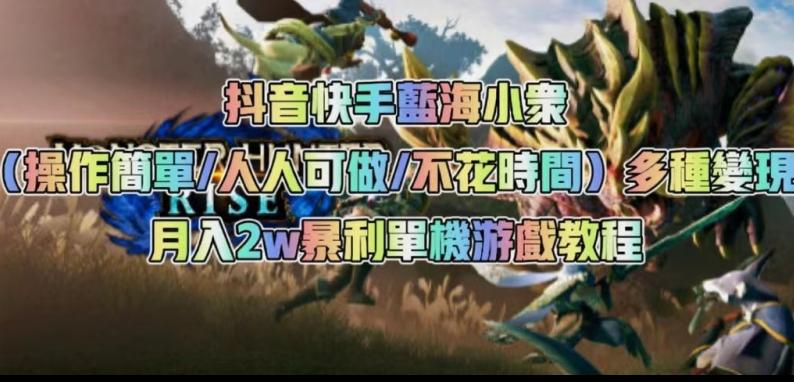 抖音快手蓝海小众（操作简单人人可做不花时间）多种变现月入2w＋暴利单机游戏教程 - 小毅网创-小毅网创