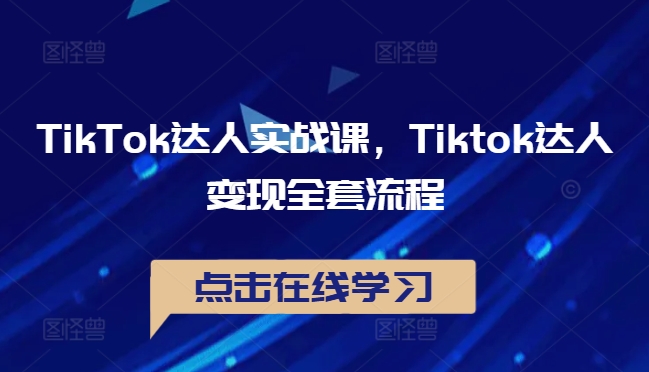 TikTok达人实战课，Tiktok达人变现全套流程 - 小毅网创-小毅网创