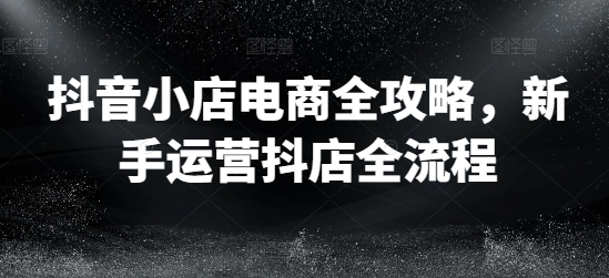抖音小店电商全攻略，新手运营抖店全流程 - 小毅网创-小毅网创