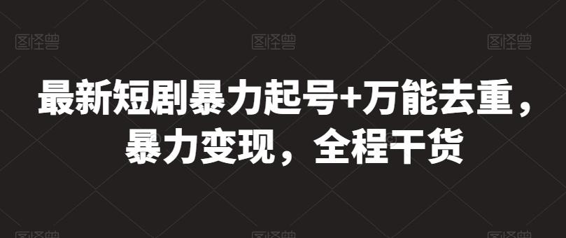 最新短剧暴力起号+万能去重，暴力变现，全程干货【揭秘】 - 小毅网创-小毅网创