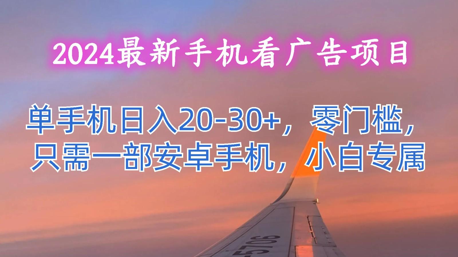2024最新手机看广告项目，单手机日入20-30+，零门槛，只需一部安卓手机，小白专属 - 小毅网创-小毅网创