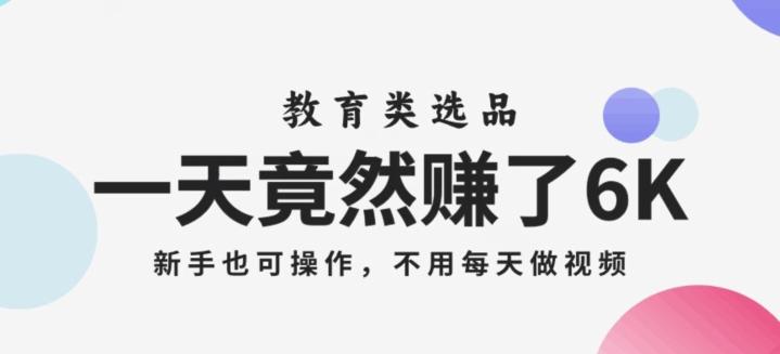 一天竟然赚了6000多，教育类选品，新手也可操作，更不用每天做短视频【揭秘】 - 小毅网创-小毅网创