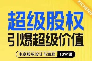 超级股权引爆超级价值，电商股权设计与激励10堂线上课 - 小毅网创-小毅网创