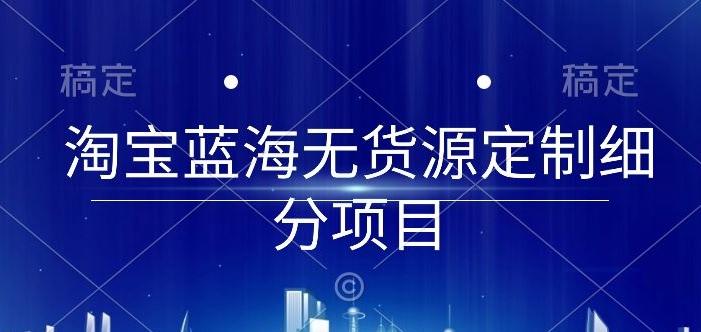 淘宝蓝海无货源定制细分项目，从0到起店实操全流程【揭秘】 - 小毅网创-小毅网创