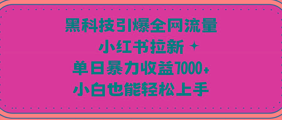 (9679期)黑科技引爆全网流量小红书拉新，单日暴力收益7000+，小白也能轻松上手 - 小毅网创-小毅网创