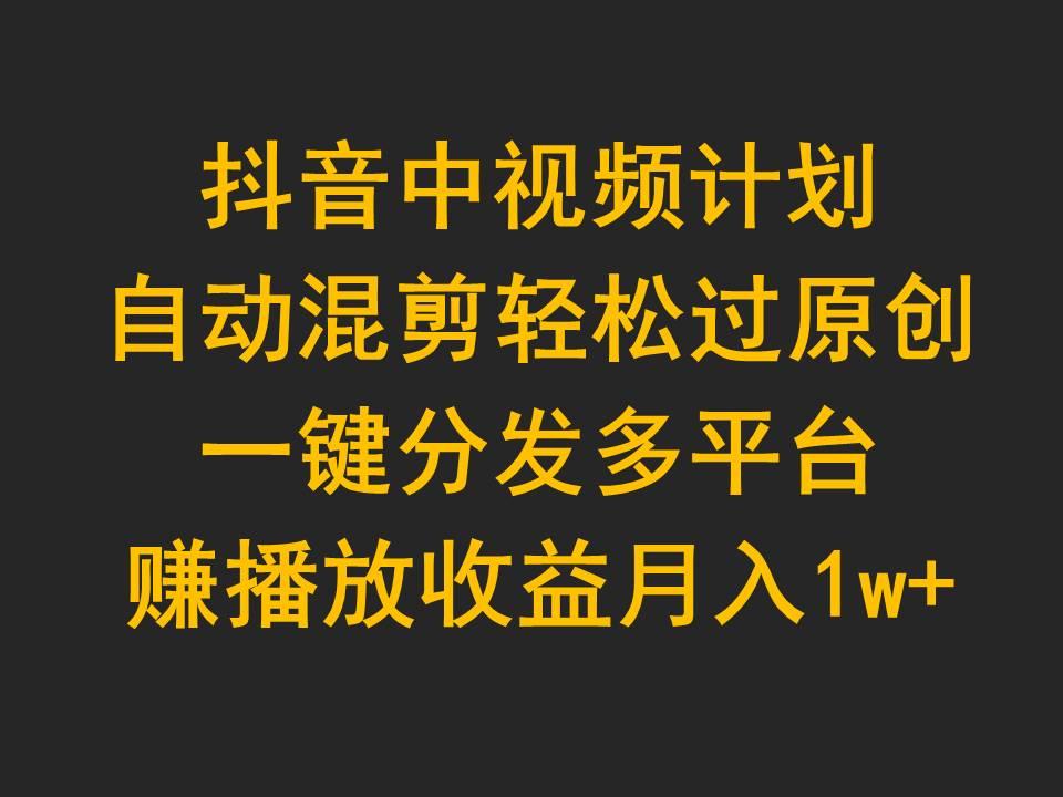 (9825期)抖音中视频计划，自动混剪轻松过原创，一键分发多平台赚播放收益，月入1w+ - 小毅网创-小毅网创