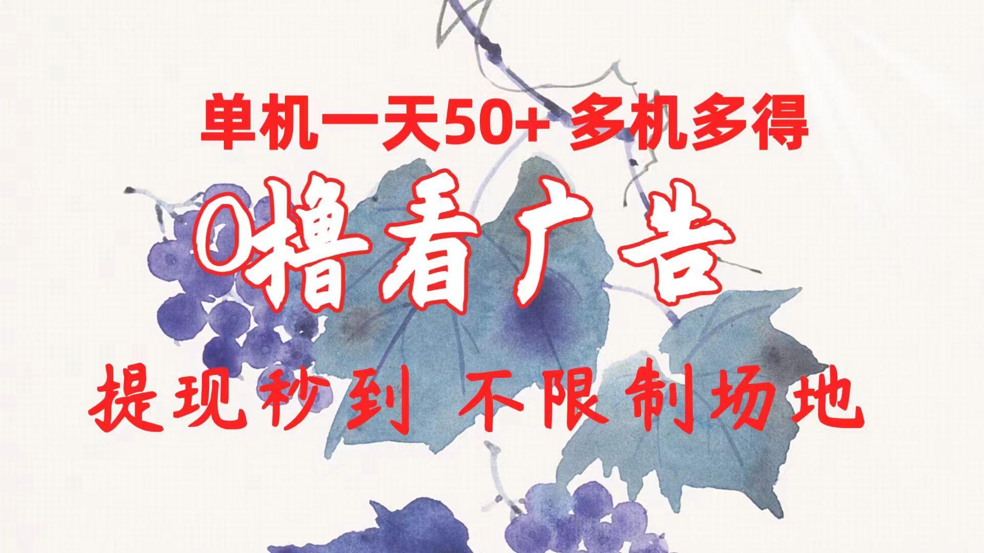 0撸看广告 单机一天50+多机多得 提现秒到 不限制场地操作 - 小毅网创-小毅网创